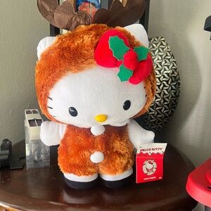 Hello Kitty Plush in Brown and White with Red Bow